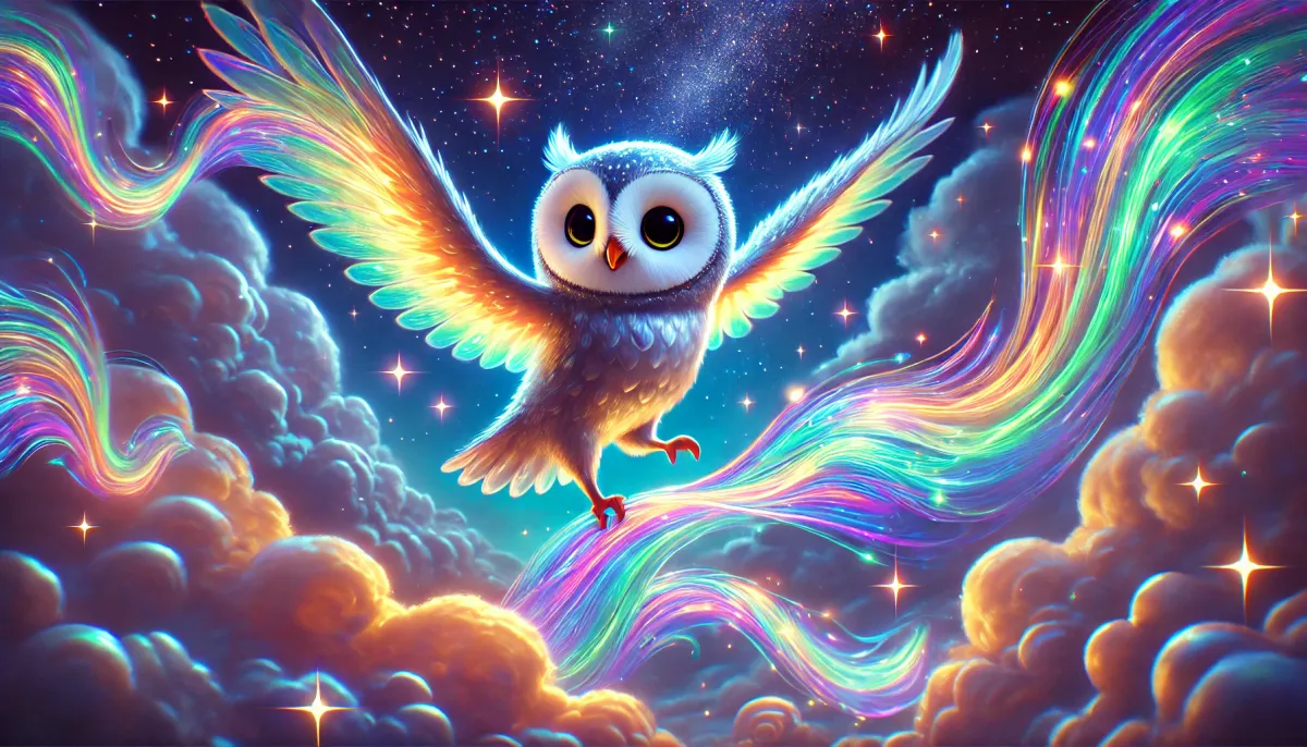 The Shy Owl and the Rainbow Clouds