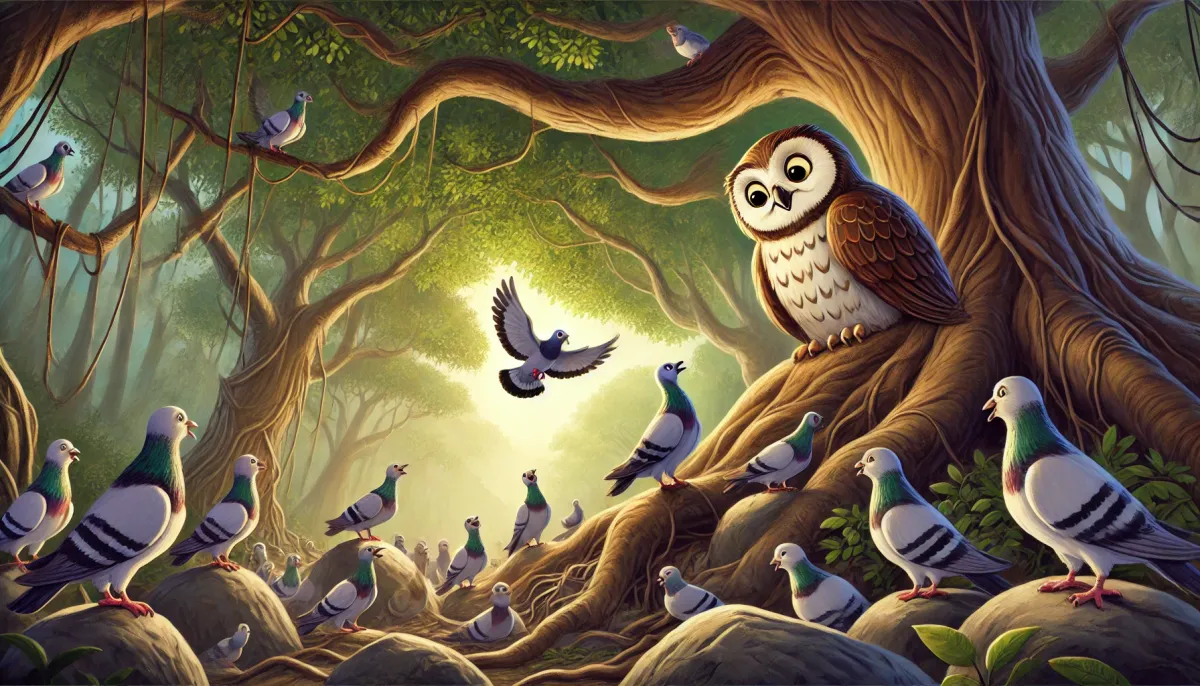 The Wise Old Owl and the Foolish Pigeons