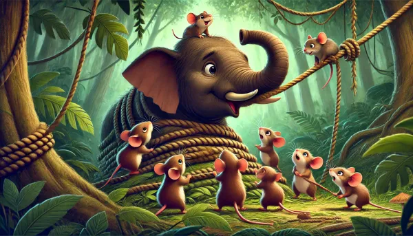 The Loyal Mice and the Trapped Elephant