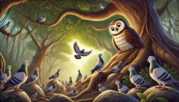 The Wise Old Owl and the Foolish Pigeons